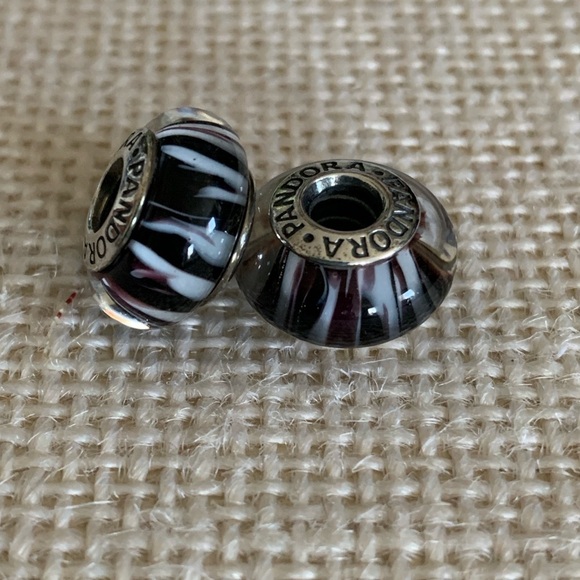 Pandora Murano Glass Charms in black and white - Picture 2 of 7